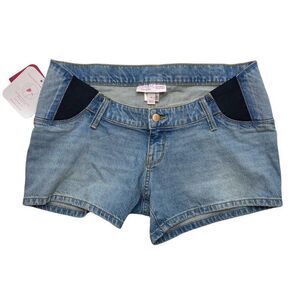 Maternity Side Panel Jean Shorts Women's 4 Faded‎ Blue Stretchy Denim NEW